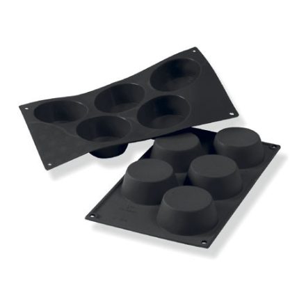 Fekete szilikon muffin sütőforma, 81 mm átmérő, 32 mm magasság, Martellato BlackSil, GN 1/1 és 60×40 cm-es tepsikhez kompatibilis