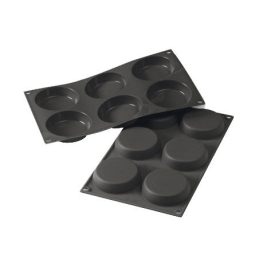 Fekete szilikon flan sütőforma, 80 mm átmérő, 18 mm magasság, Martellato, GN 1/1 és 60×40 cm-es tepsikhez kompatibilis