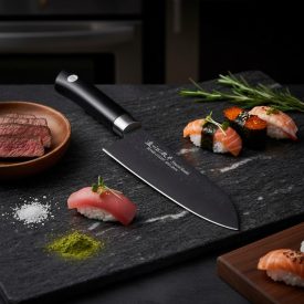   Satake Sword Smith Titan Santoku szakacskés 17 cm-es fekete pengével