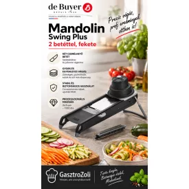   de Buyer Swing Plus mandolin szeletelő – 2 betéttel, fekete
