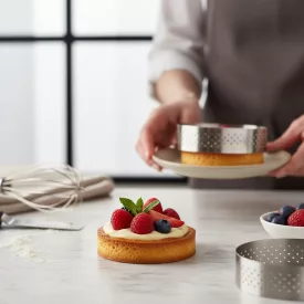 Tartlet karika, perforált, 6,5x2 cm - de Buyer