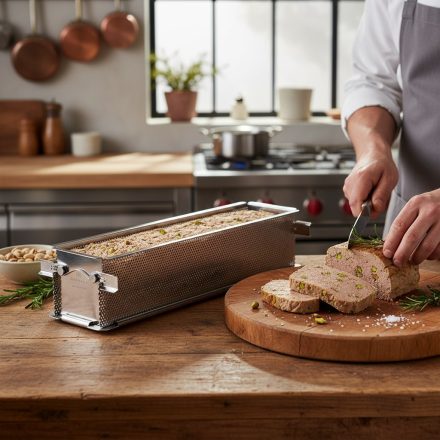 Pástétomforma - terrine forma, perforált, 35x7x7,5 cm, GEO Forme, de Buyer, rozsdamentes