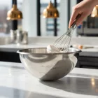 de Buyer Rozsdamentes Félgömb Alakú Cukrászati Habüst Kis Stabil Talppal, 24 cm