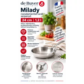Serpenyő, 24 cm, 1,2 l, Milady, de Buyer, rozsdamentes