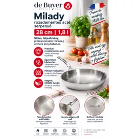 Serpenyő, 28 cm, 1,8 l, Milady, de Buyer, rozsdamentes