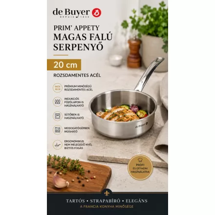 de Buyer Prim Appety Magas Falú rozsdamentes acél Serpenyő 20 cm