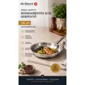 Prémium de Buyer Prim Appety serpenyő 28 cm, rozsdamentes acélból éttermeknek és otthonra