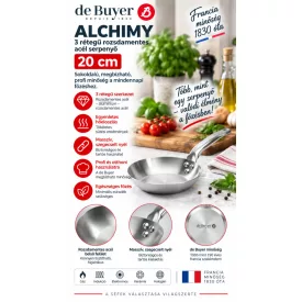   de Buyer Alchimy 3 rétegű rozsdamentes serpenyő – 20 cm, PFAS-mentes