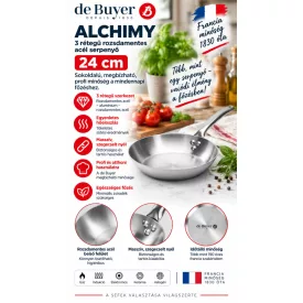   de Buyer Alchimy 3 rétegű rozsdamentes serpenyő – 24 cm, PFAS-mentes