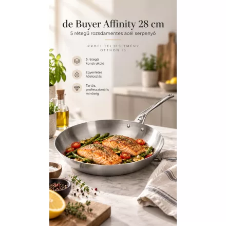 de Buyer Affinity több rétegű rozsdamentes acél Serpenyő 28 cm-es átmérővel