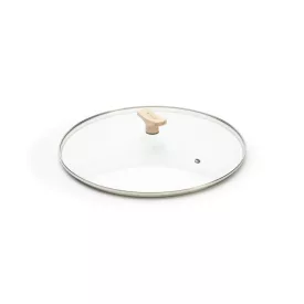  Mineral B Bois üvegfedő bükkfa fogóval 28 cm-es a de Buyer-től (Mineral B és Choc B serpenyőkhöz)