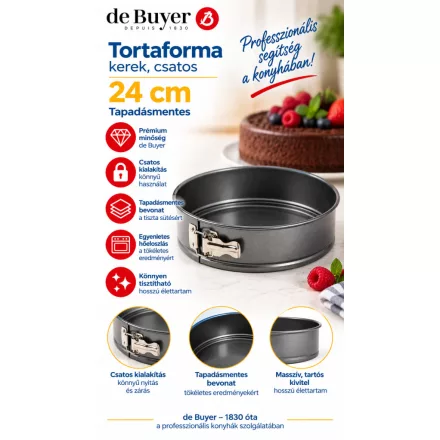 de Buyer tapadásmentes csatos tortaforma – 24 × 6,7 cm