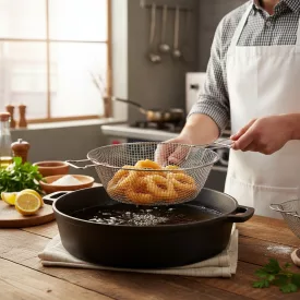   de Buyer La Lyonnaise Ónozott Sütőkosár Mély Vasserpenyőhöz, 43 cm