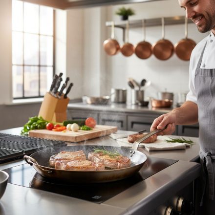 Carbone Plus Vasserpenyő 32 cm-es, füllel a de Buyer-től - Prémium minőség