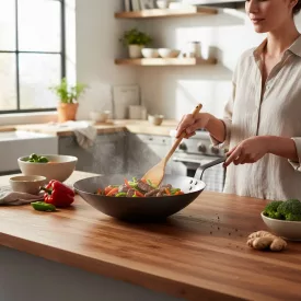 de Buyer Carbon Plus szénacél wok 35 cm-es