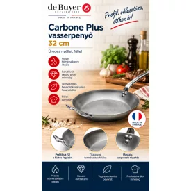 Vasserpenyő, 32 cm, üreges nyél, füllel, Carbone Plus, de Buyer - Prémium minőség