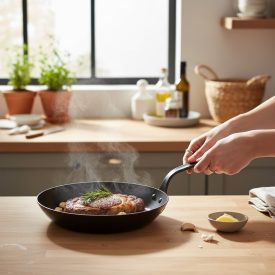 Serpenyő 28 cm kékacél a de Buyer-től