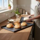 Sütőlemez, 53x32,5 cm, GN 1/1, 90°felhajtás, de Buyer, kékvas