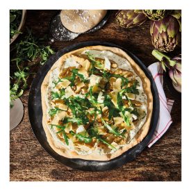 de Buyer kékvas pizzaforma, 28 cm, perem nélküli – profi pizzakészítés GasztroZoli