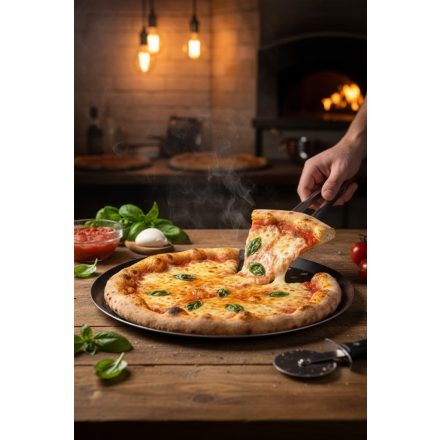 Kékvas perforált perem nélküli pizzaforma, 24 cm, de Buyer