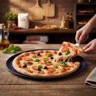 Kékvas perforált perem nélküli pizzaforma, 24 cm, de Buyer