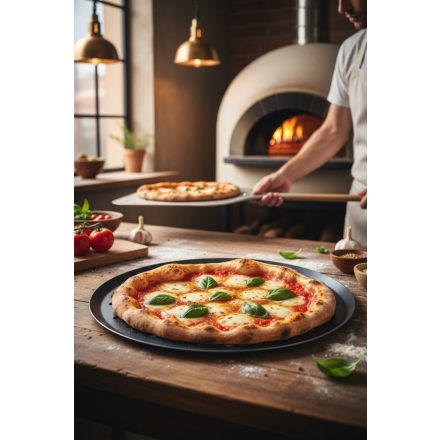 Kékvas perforált perem nélküli pizzaforma, 24 cm, de Buyer