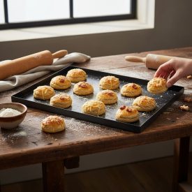 de Buyer Profi Sütőlemez 60×40 cm – Kékvas Péksütő Tepsi, 90° Perem