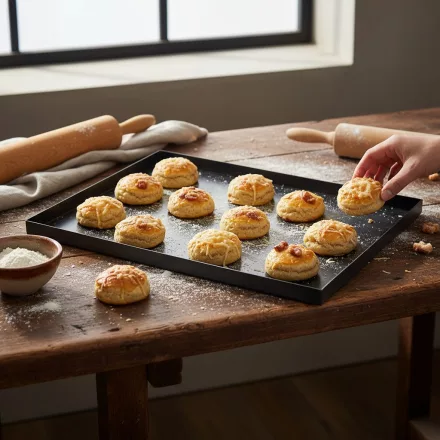 de Buyer Profi Sütőlemez 60×40 cm – Kékvas Péksütő Tepsi, 90° Perem