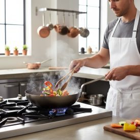 de Buyer Mineral B vas Wok, 24 cm lapos aljú fedő nélkül