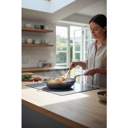 de Buyer Mineral B vas Wok, 32 cm lapos aljú fedő nélkül