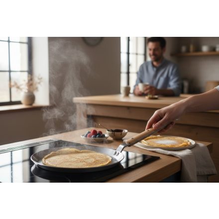 Palacsintasütő, 24 cm, bükkfa nyél, Mineral B Bois, de Buyer, vas