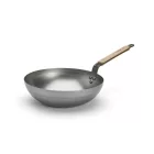 de Buyer Mineral B Bois vas wok 28 cm – francia minőségű natur patinás serpenyő fából készült nyéllel