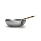 Mineral B Bois szénacél wok, bükkfa nyéllel, 28 cm, de Buyer