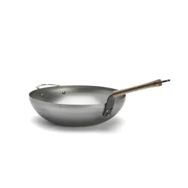   Mineral B Bois szénacél wok füllel, bükkfa fogóval, 32 cm,  de Buyer