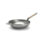 Mineral B Bois szénacél wok füllel, bükkfa fogóval, 32 cm,  de Buyer