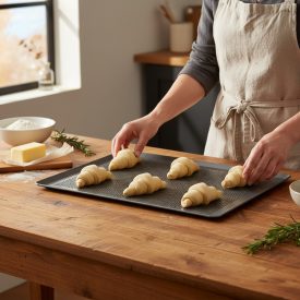 Sütőlemez, perforált, 40x30 cm, 45°felhajtás, tapadásmentes, de Buyer, alumínium