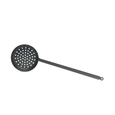 Gesztenye sütő serpenyő 28cm-es alján lyukakkal 70cm nyéllel kékacél a de Buyer-től