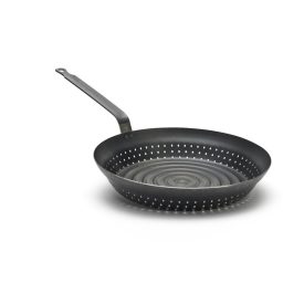   Gesztenye sütő serpenyő oldalsó lyukakkal 28 cm kékacél a de Buyer-től