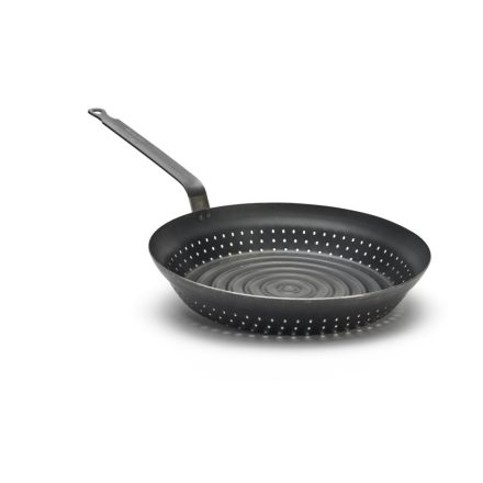 Gesztenye sütő serpenyő oldalsó lyukakkal 28 cm kékacél a de Buyer-től