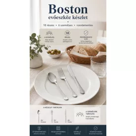 Evőeszköz készlet 18 részes (6 személyes) rozsdamentes éttermi evőeszköz szett Boston