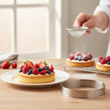 Tartlet karika, perforált, 10,5x2 cm - de Buyer