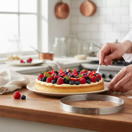 Tartlet karika, perforált, 24,5x2 cm - de Buyer