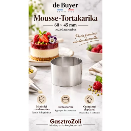 Tortakarika, kerek, 80x45 mm, rozsdamentes - de Buyer