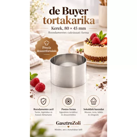 Tortakarika, kerek, 80x45 mm, rozsdamentes - de Buyer