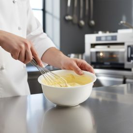   Fehér félgömb polietilén keverőtál, 1 liter, 17,5 cm - de Buyer