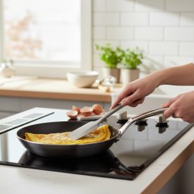 Mineral B omlettsütő vasserpenyő 24 cm rozsdamentes nyéllel