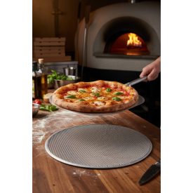 Pizzasütő, 25 cm, perforált, kerek, alumínium
