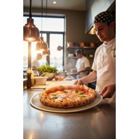 Pizzasütő 30 cm perforált kerek alumínium