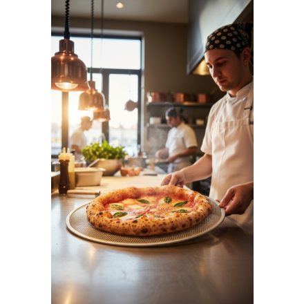 Pizzasütő 30 cm perforált kerek alumínium