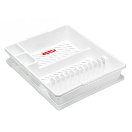 Edényszárító tálcával, 46-38 cm, fehér műanyag